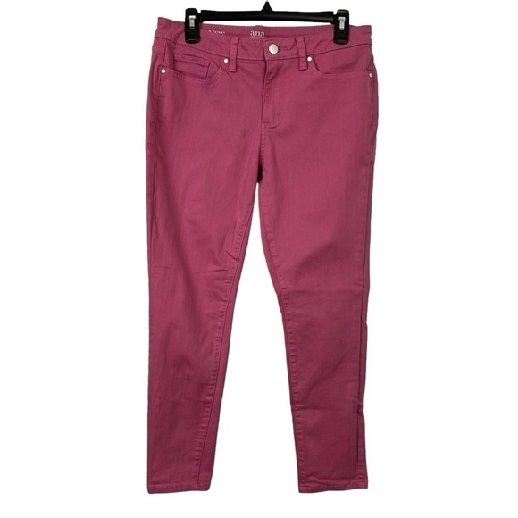 a.n.a. A New Approach Women’s Pink Denim Jean Sz 10 Skinny Ankle Pockets Stretch - Picture 1 of 13